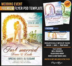 豪华婚礼海报/传单模板：Wedding Event – Flyer PSD Template + Facebook Co